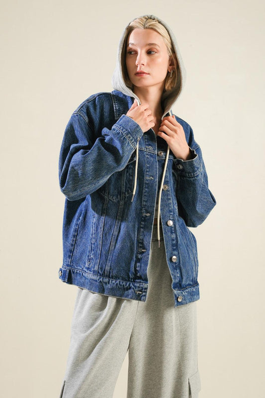 Cross Your Mind Denim Jacket in hgrey, view 4 — Soul Flow Apparel