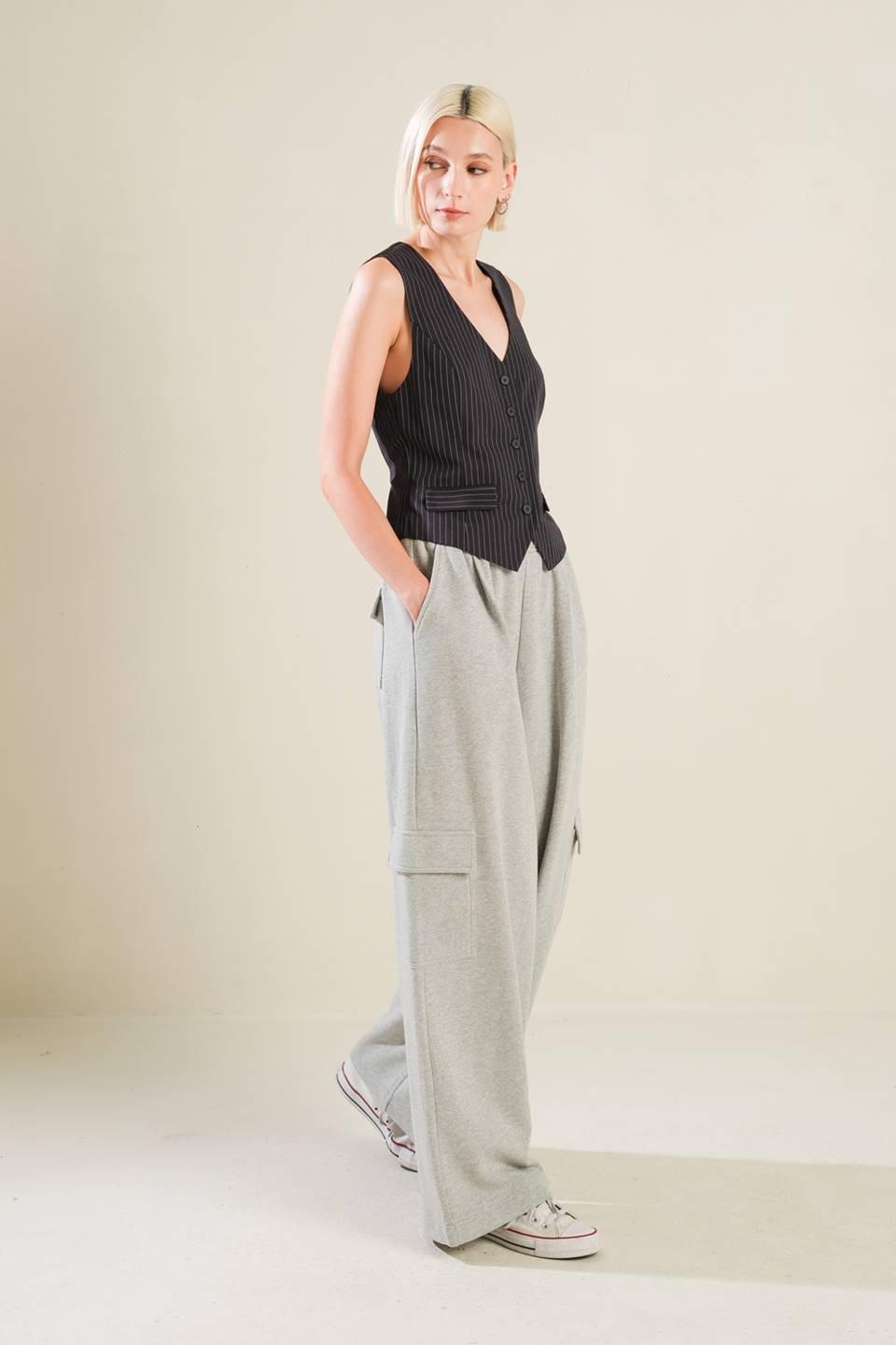Caught Your Eye Woven Vest in navy, view 3 — Soul Flow Apparel