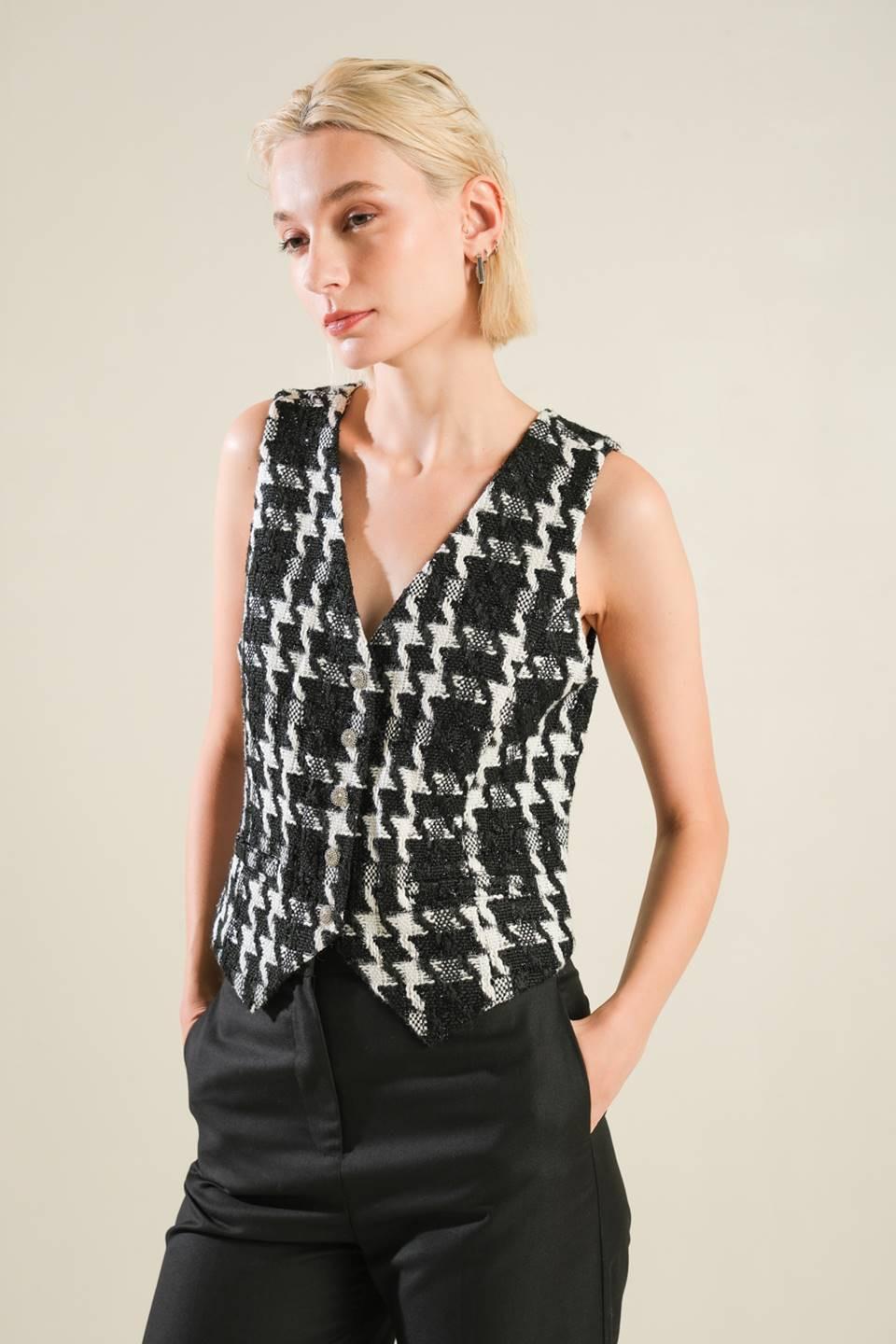 When I'm with You Tweed Vest in black multi, view 4 — Soul Flow Apparel