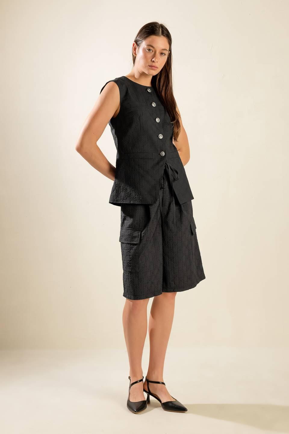 See What Happens Woven Vest in black, view 4 — Soul Flow Apparel