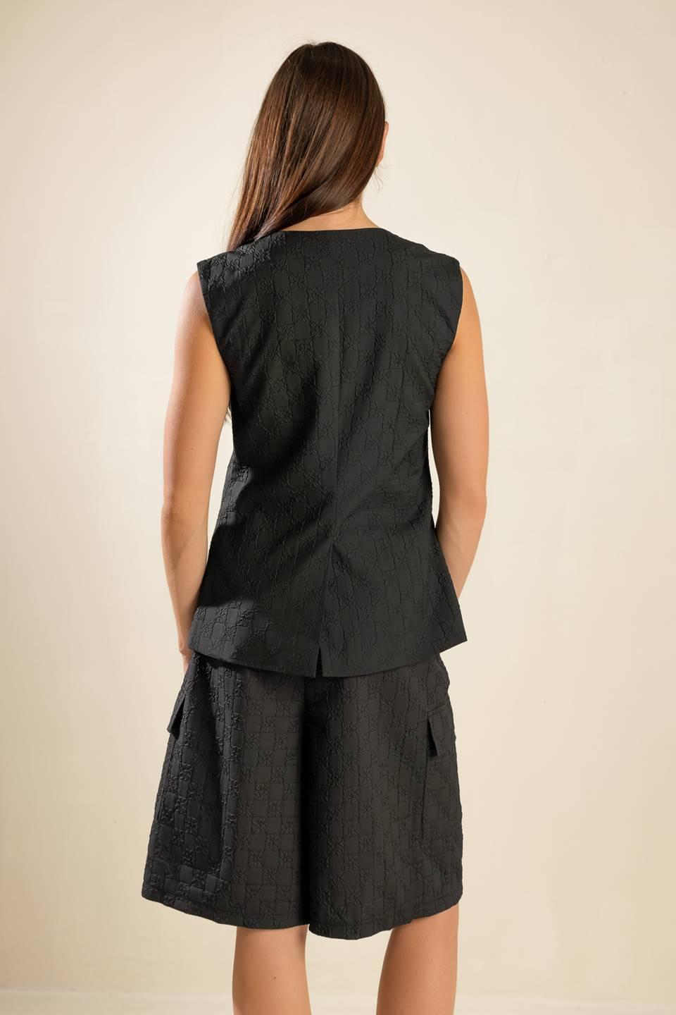 See What Happens Woven Vest in black, view 6 — Soul Flow Apparel
