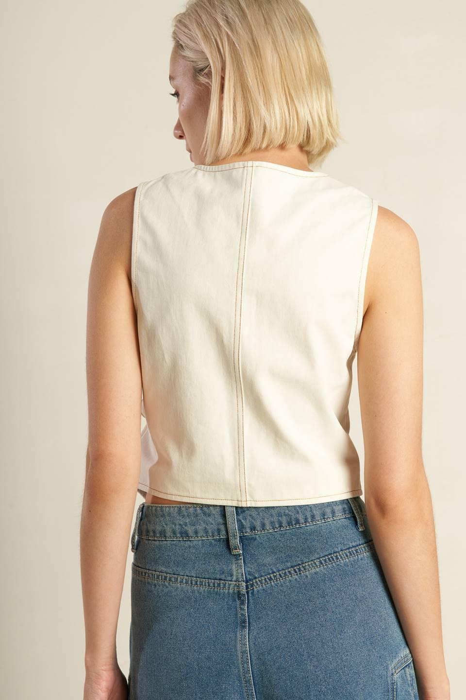 Watching the Wind Woven Vest in ecru, view 8 — Soul Flow Apparel