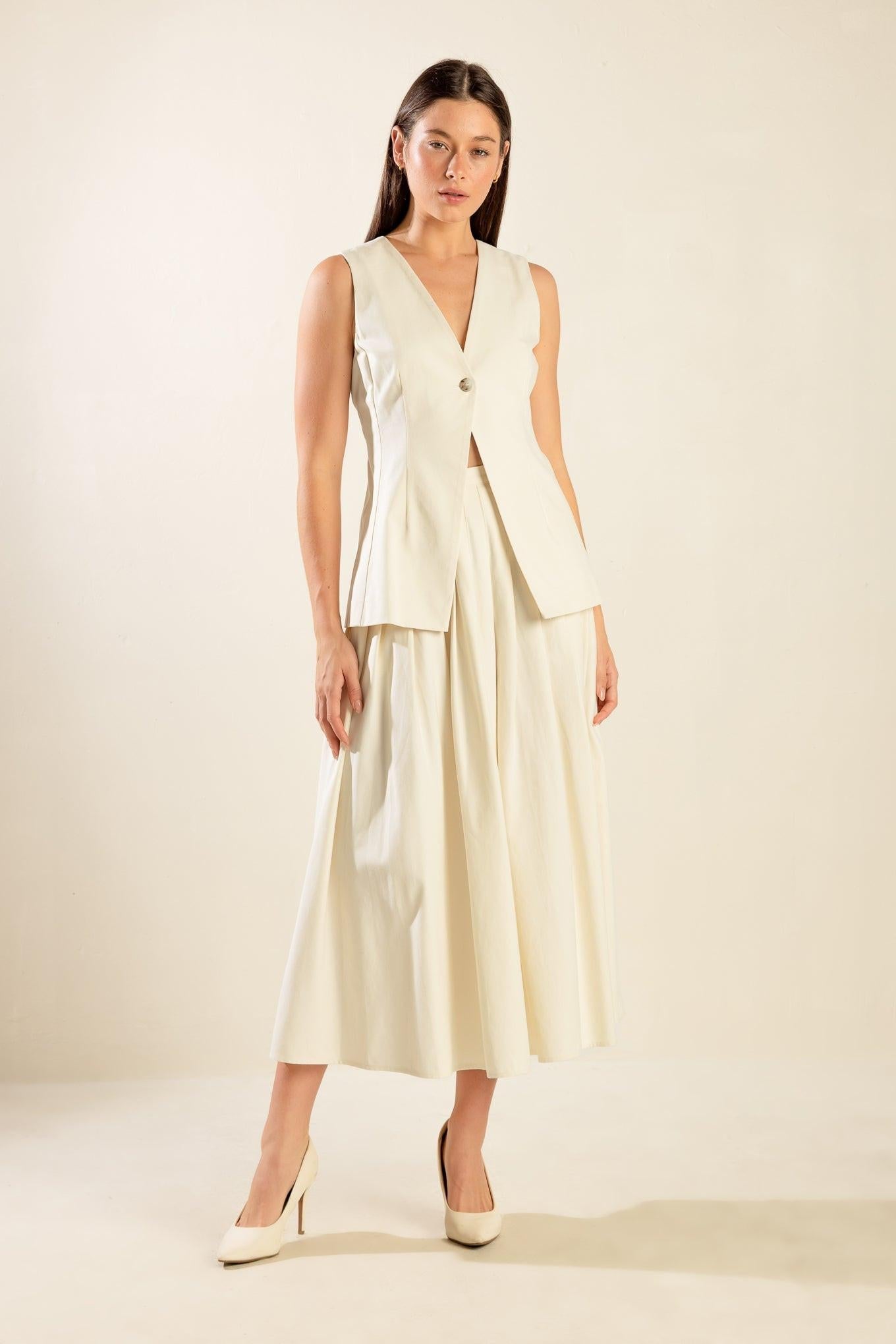 Fleeting Fauna Woven Vest in cream, view 2 — Soul Flow Apparel