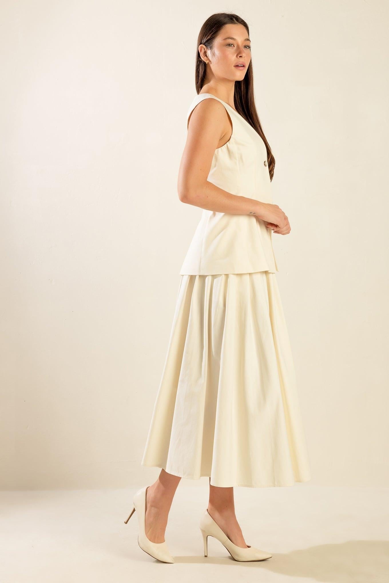Fleeting Fauna Woven Vest in cream, view 4 — Soul Flow Apparel