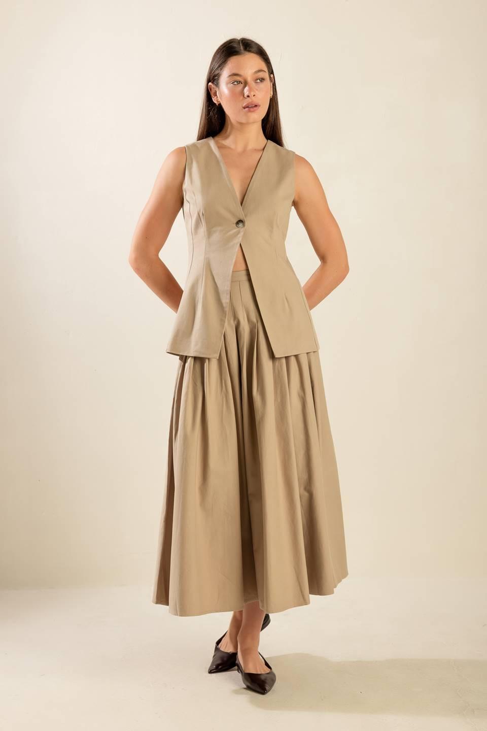Fleeting Fauna Woven Vest in sand, view 1 — Soul Flow Apparel