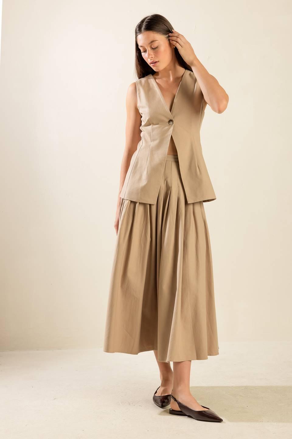 Fleeting Fauna Woven Vest in sand, view 2 — Soul Flow Apparel