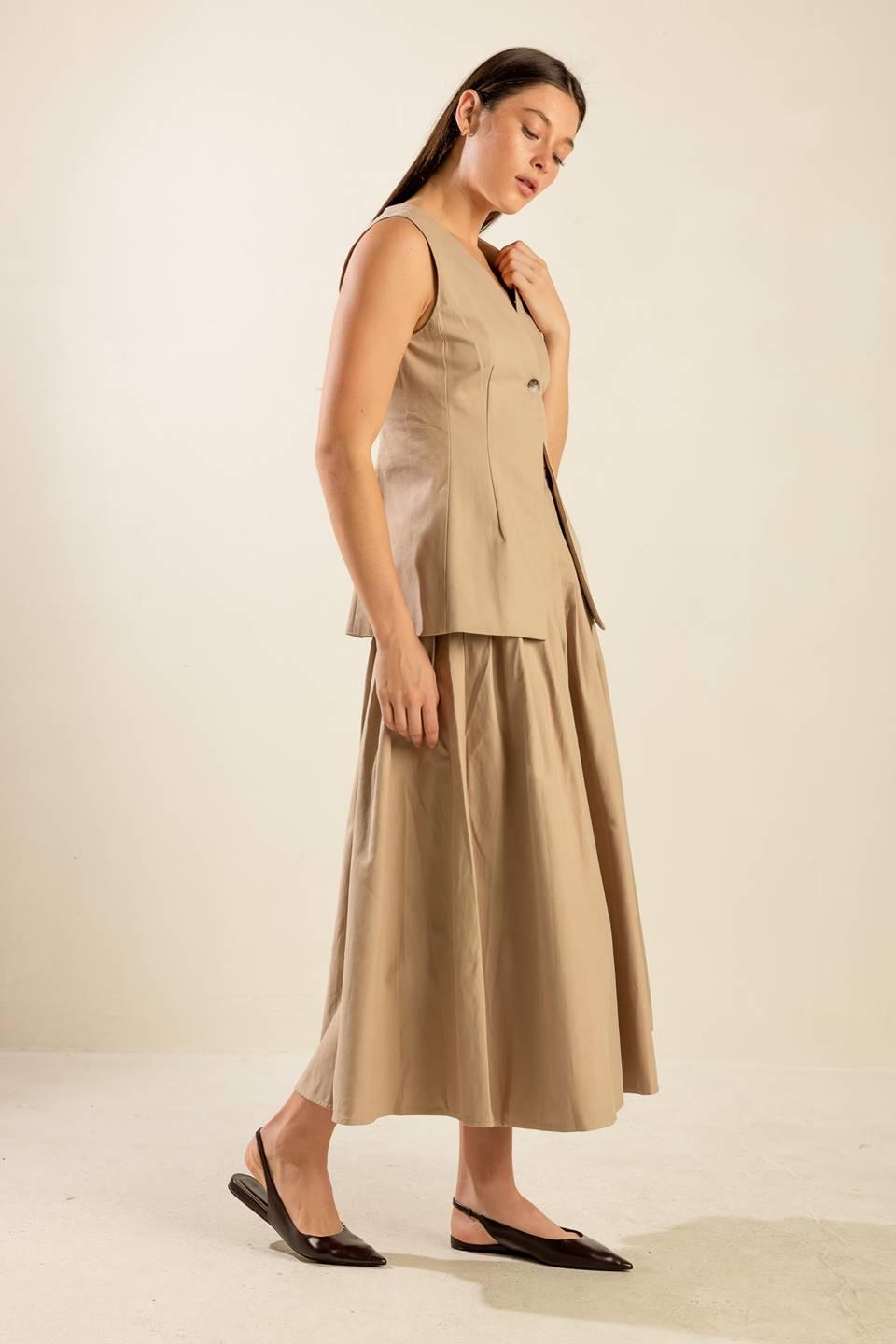 Fleeting Fauna Woven Vest in sand, view 7 — Soul Flow Apparel