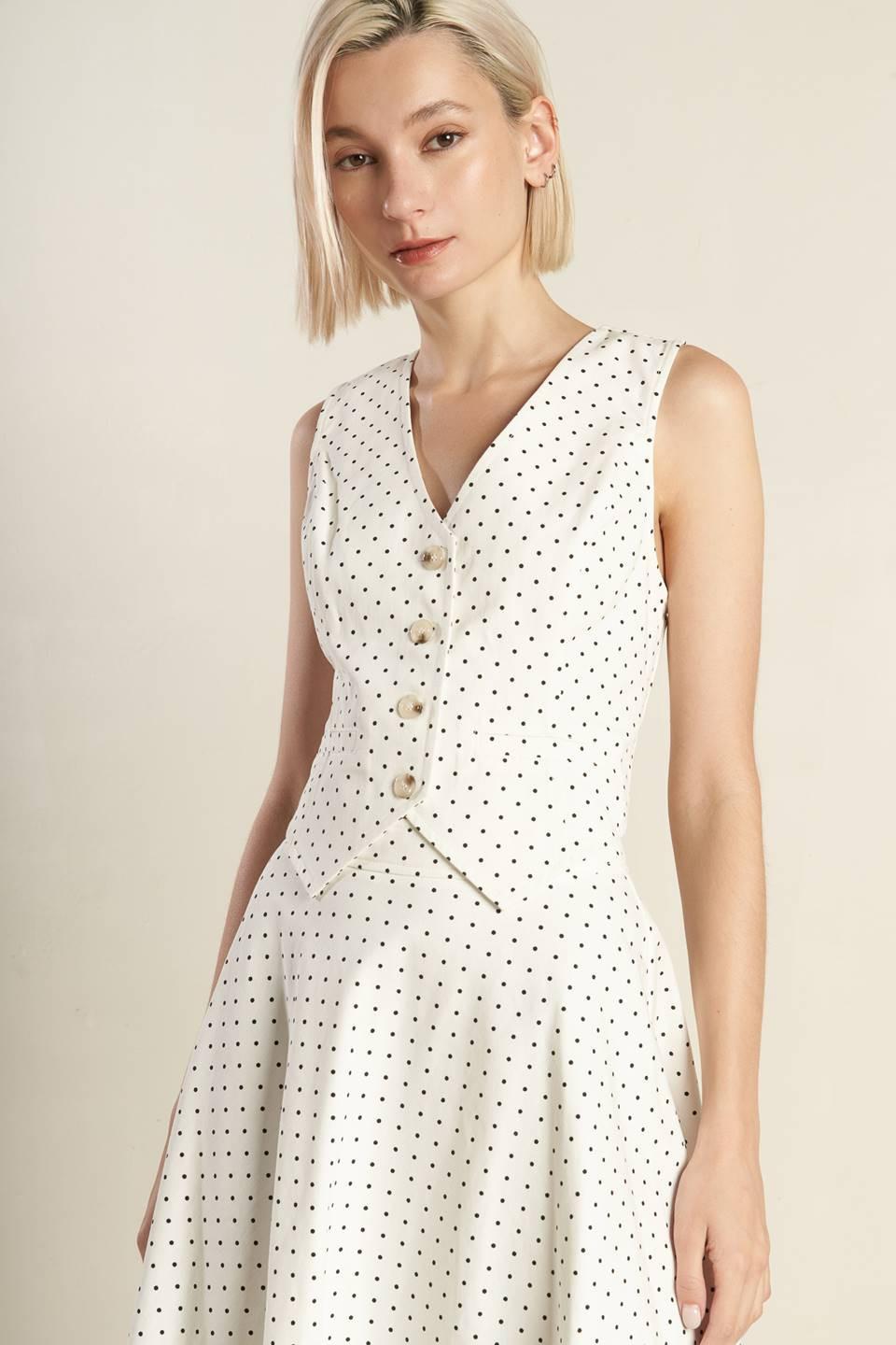 Walk with Me Woven Vest in white black, view 4 — Soul Flow Apparel
