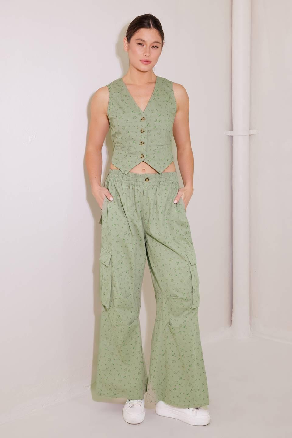 Drifting Currents Olive Woven Vest in multi, view 5 — Soul Flow Apparel