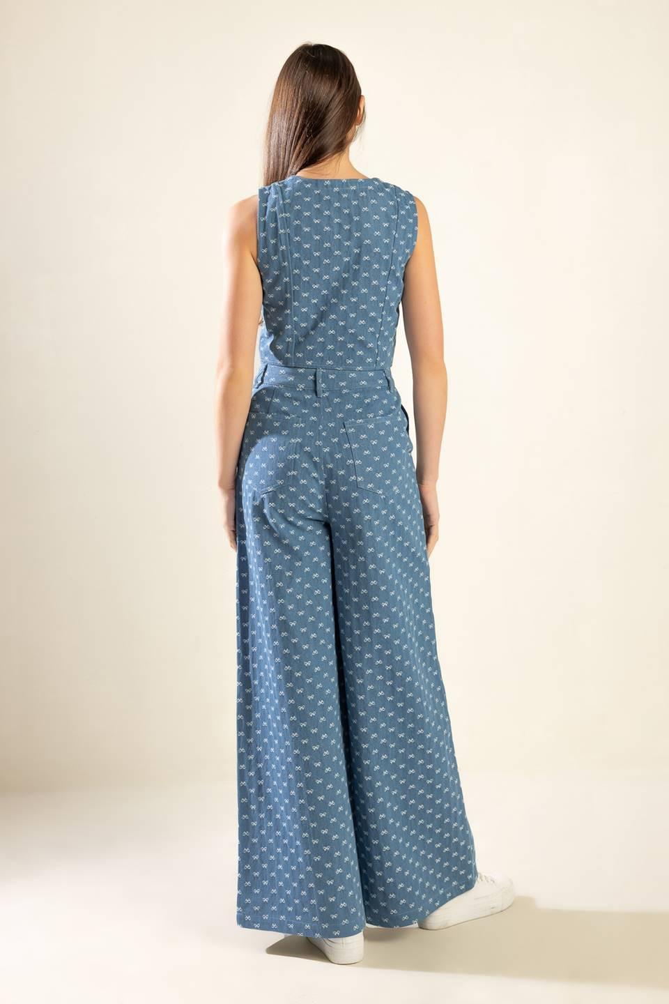 Mimosa Morning Woven Vest in light denim, view 7 — Soul Flow Apparel