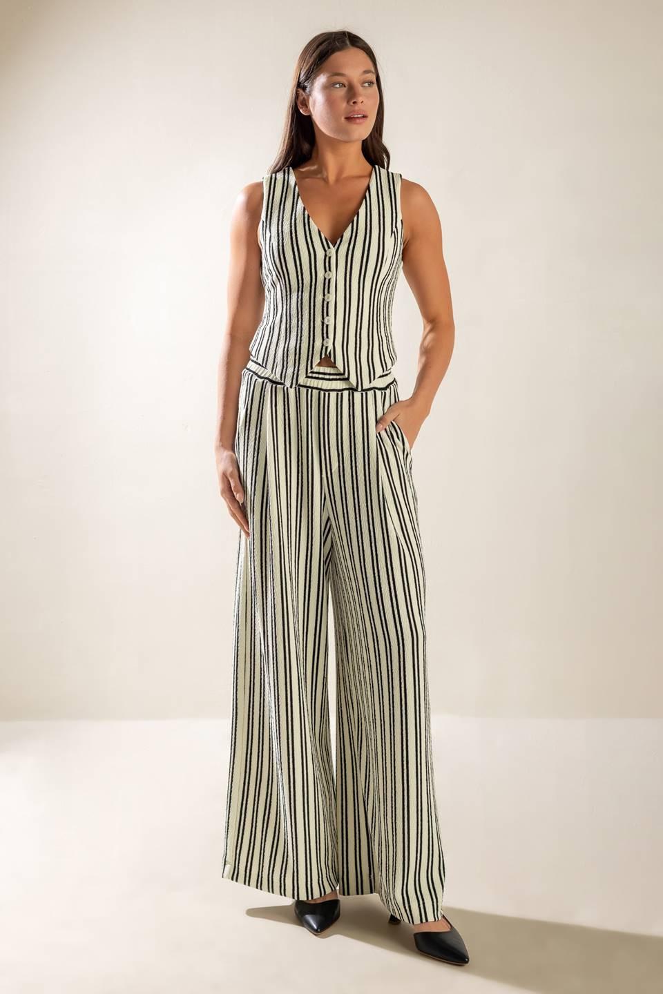 In the Quiet Shade Woven Vest in cream, view 2 — Soul Flow Apparel