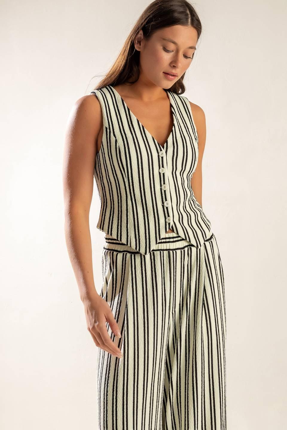 In the Quiet Shade Woven Vest in cream, view 3 — Soul Flow Apparel