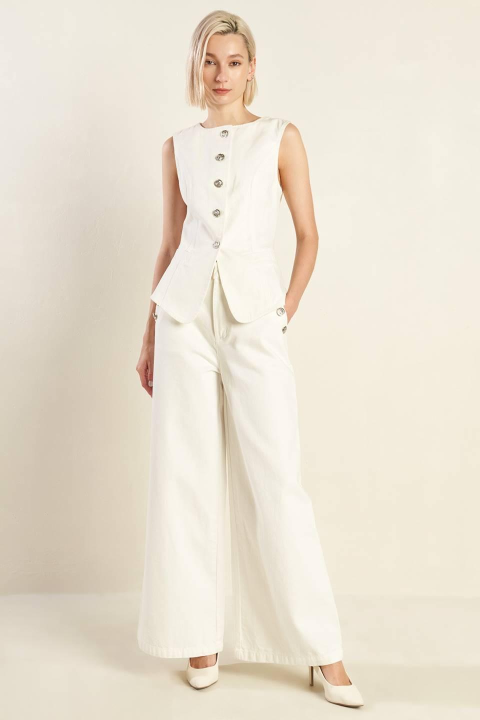 Delicate Hue Woven Vest in white, view 1 — Soul Flow Apparel