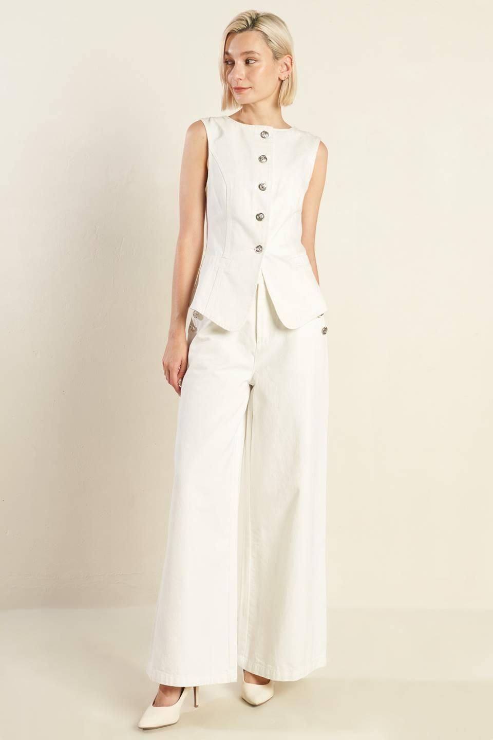 Delicate Hue Woven Vest in white, view 2 — Soul Flow Apparel