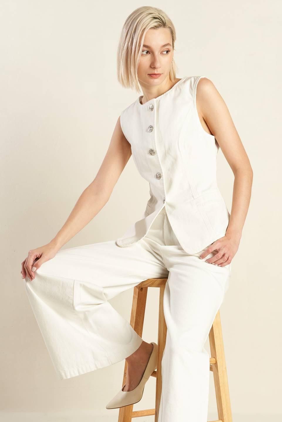 Delicate Hue Woven Vest in white, view 5 — Soul Flow Apparel