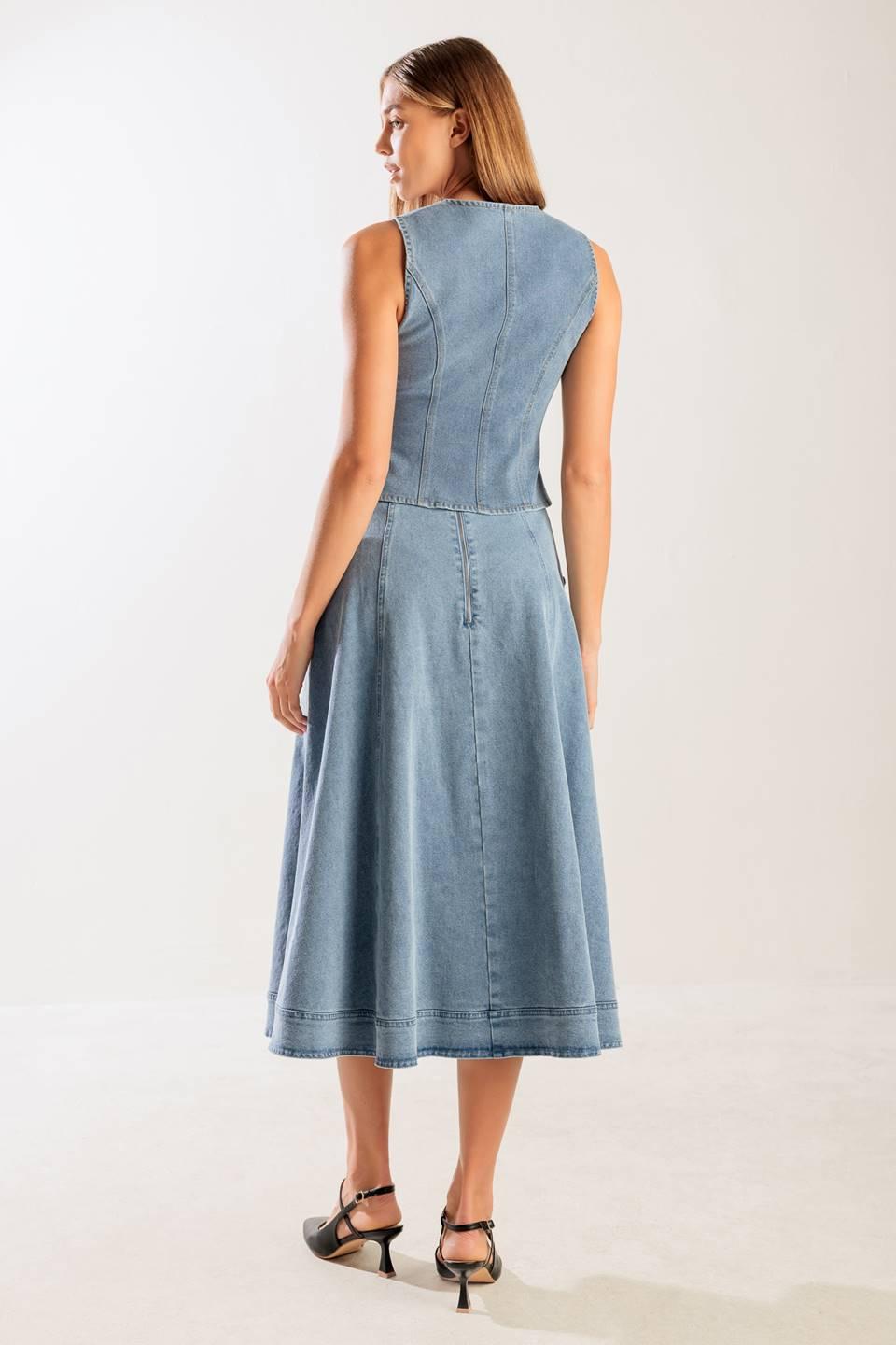 At First Glance Denim Vest in blue, view 6 — Soul Flow Apparel