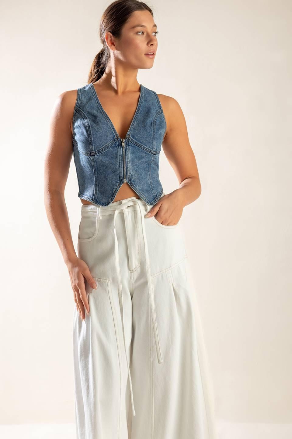 Picture Perfect Denim Vest, view 2 — Soul Flow Apparel