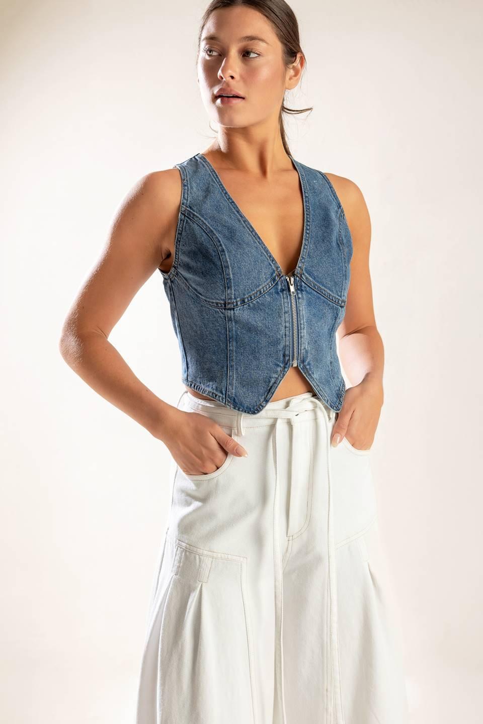 Picture Perfect Denim Vest, view 4 — Soul Flow Apparel
