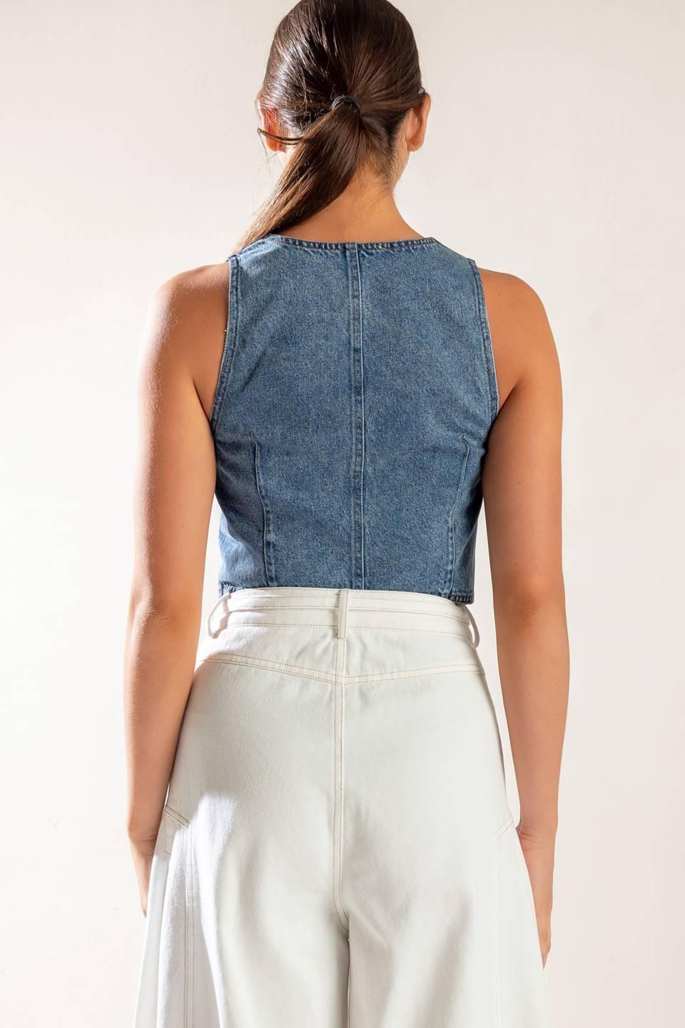Picture Perfect Denim Vest, view 6 — Soul Flow Apparel