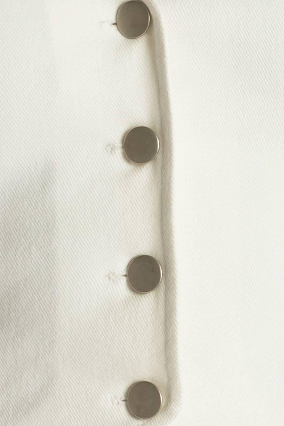 The Lily's Secret Denim Vest in white, fabric swatch — Soul Flow Apparel