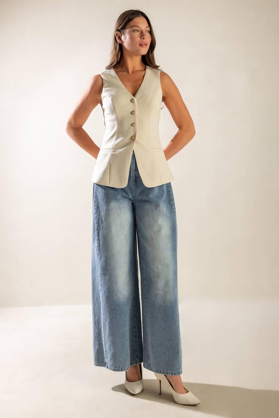 Where You Belong Woven Vest in ecru, view 2 — Soul Flow Apparel