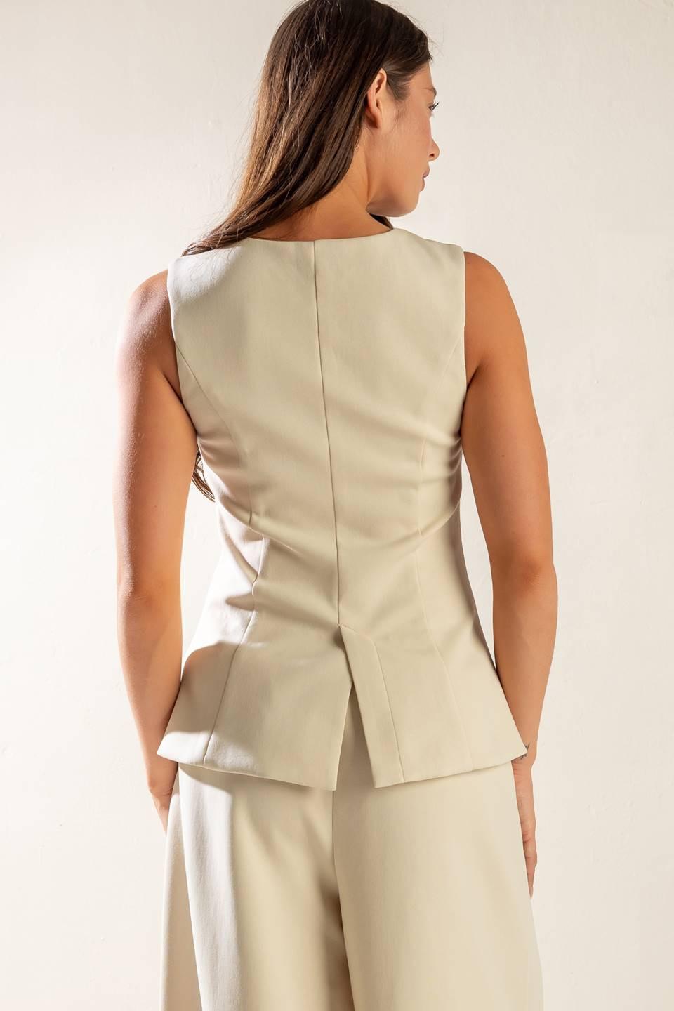 Where You Belong Woven Vest in ecru, view 8 — Soul Flow Apparel