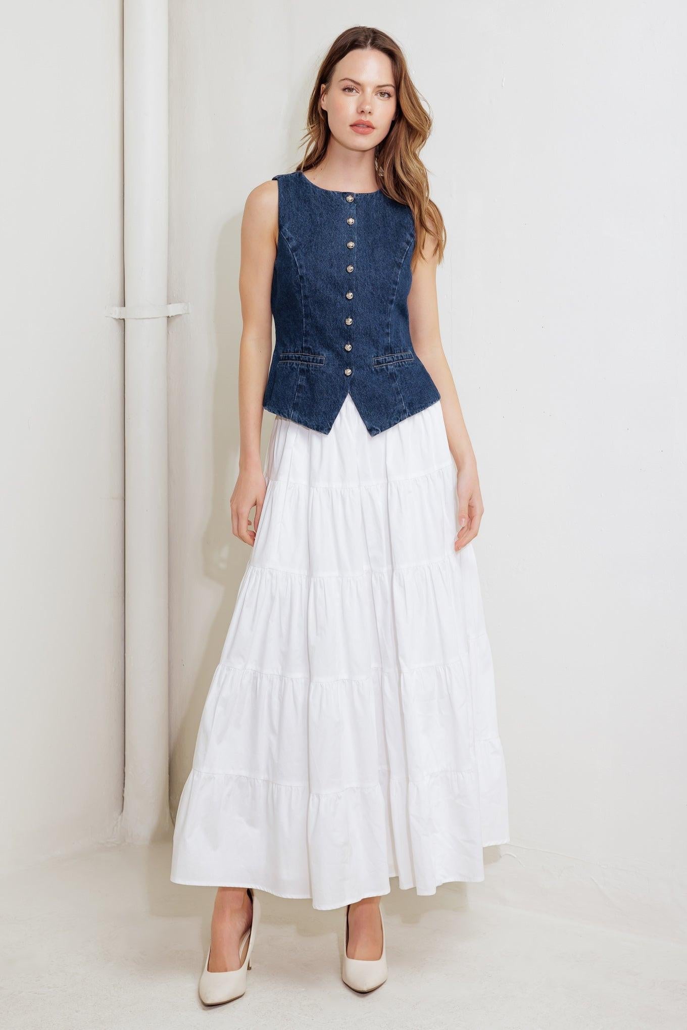 Coffee Petal Denim Vest, view 6 — Soul Flow Apparel