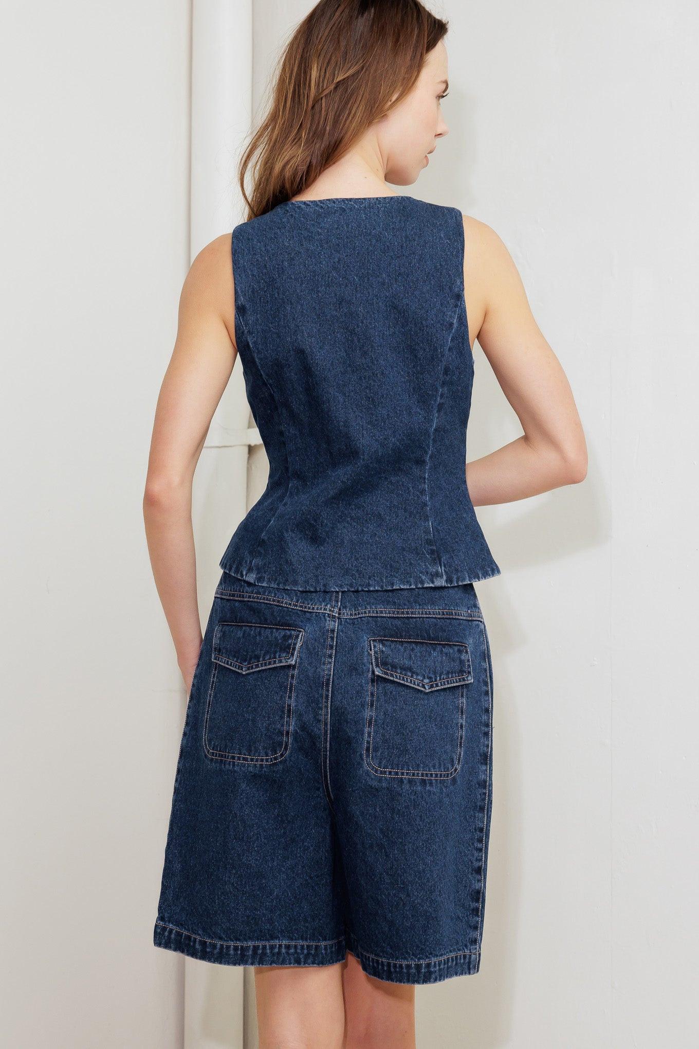 Coffee Petal Denim Vest, view 8 — Soul Flow Apparel