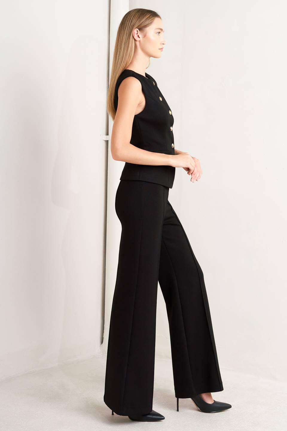 Glossy Glam Woven Vest in black, view 3 — Soul Flow Apparel