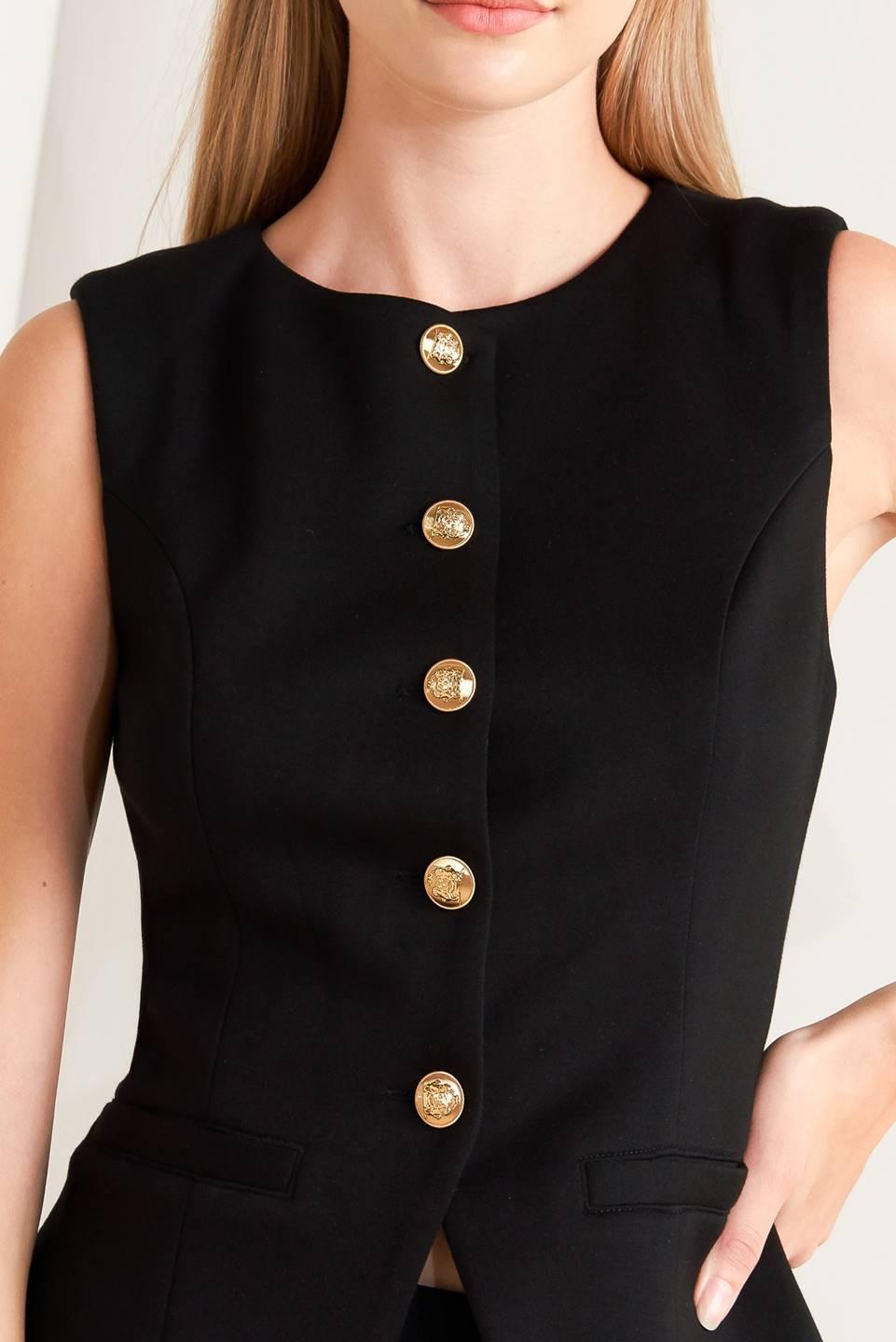 Glossy Glam Woven Vest in black, view 7 — Soul Flow Apparel