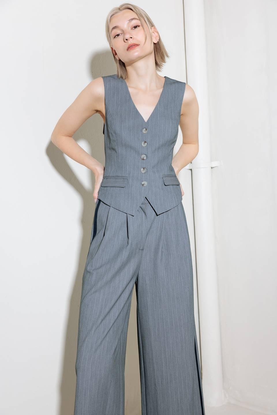 Smile Bright in Grey Woven Vest, view 1 — Soul Flow Apparel
