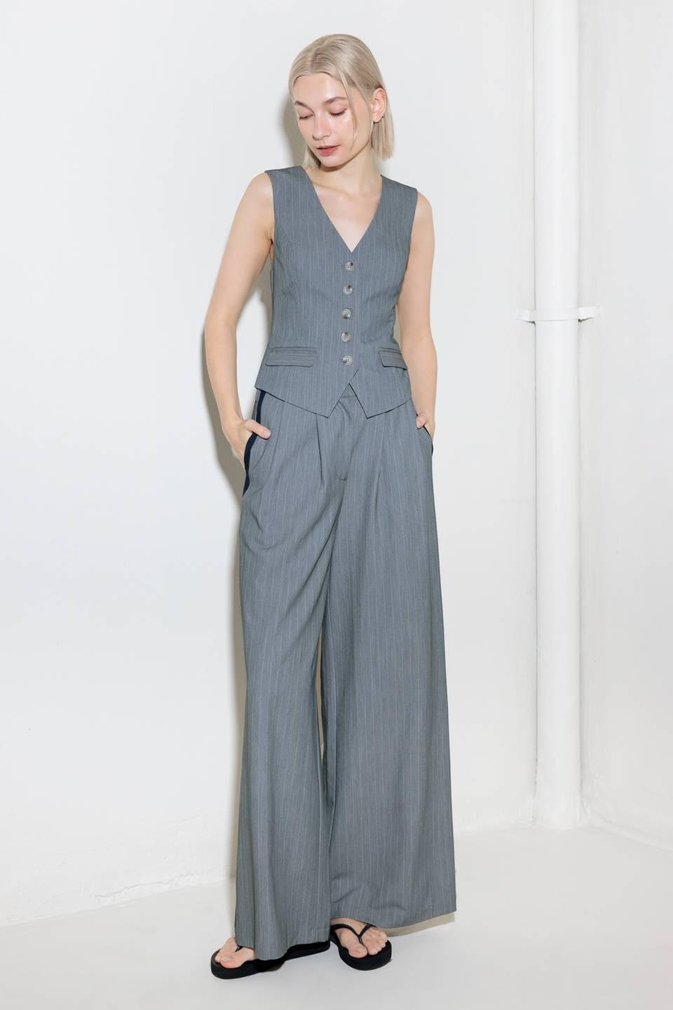 Smile Bright in Grey Woven Vest, view 3 — Soul Flow Apparel