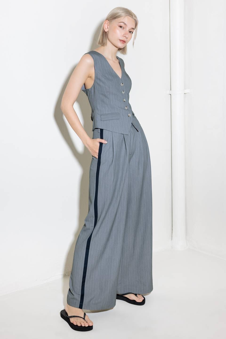 Smile Bright in Grey Woven Vest, view 5 — Soul Flow Apparel