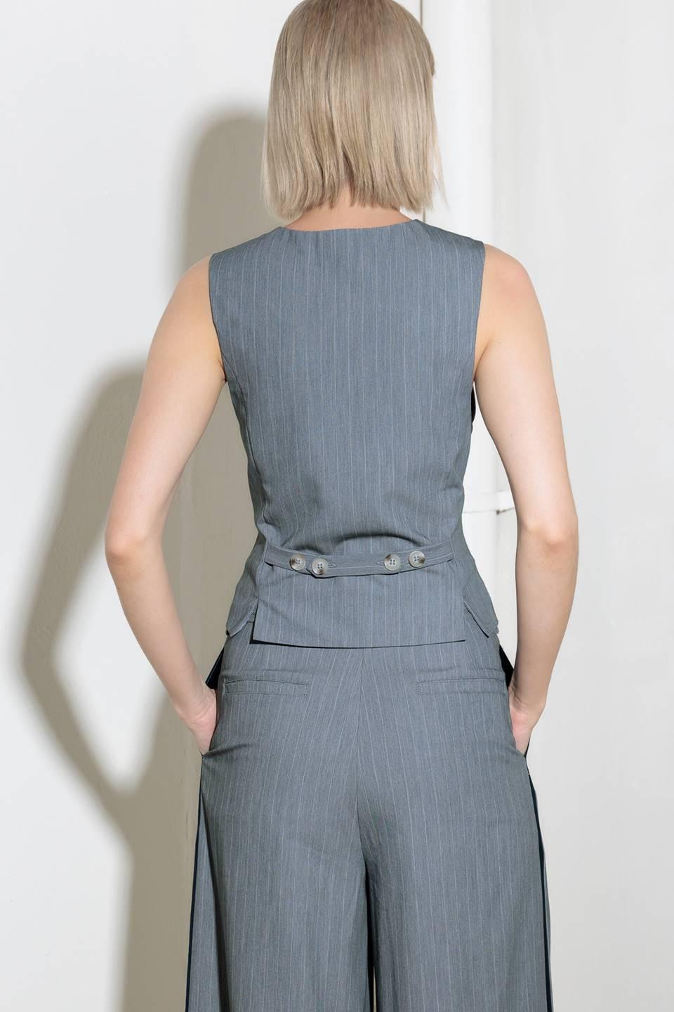 Smile Bright in Grey Woven Vest, view 7 — Soul Flow Apparel