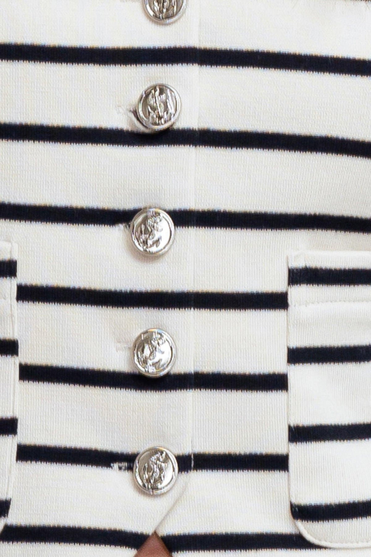 Marine Chic Woven Vest in cream black, fabric swatch — Soul Flow Apparel