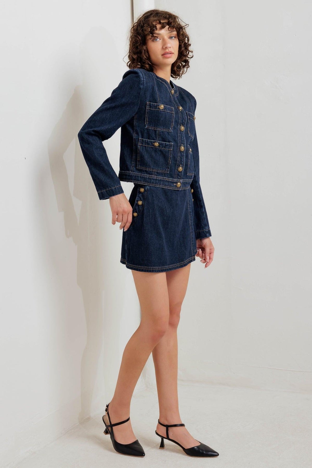 Glam Code Denim Jacket in indigo, view 5 — Soul Flow Apparel