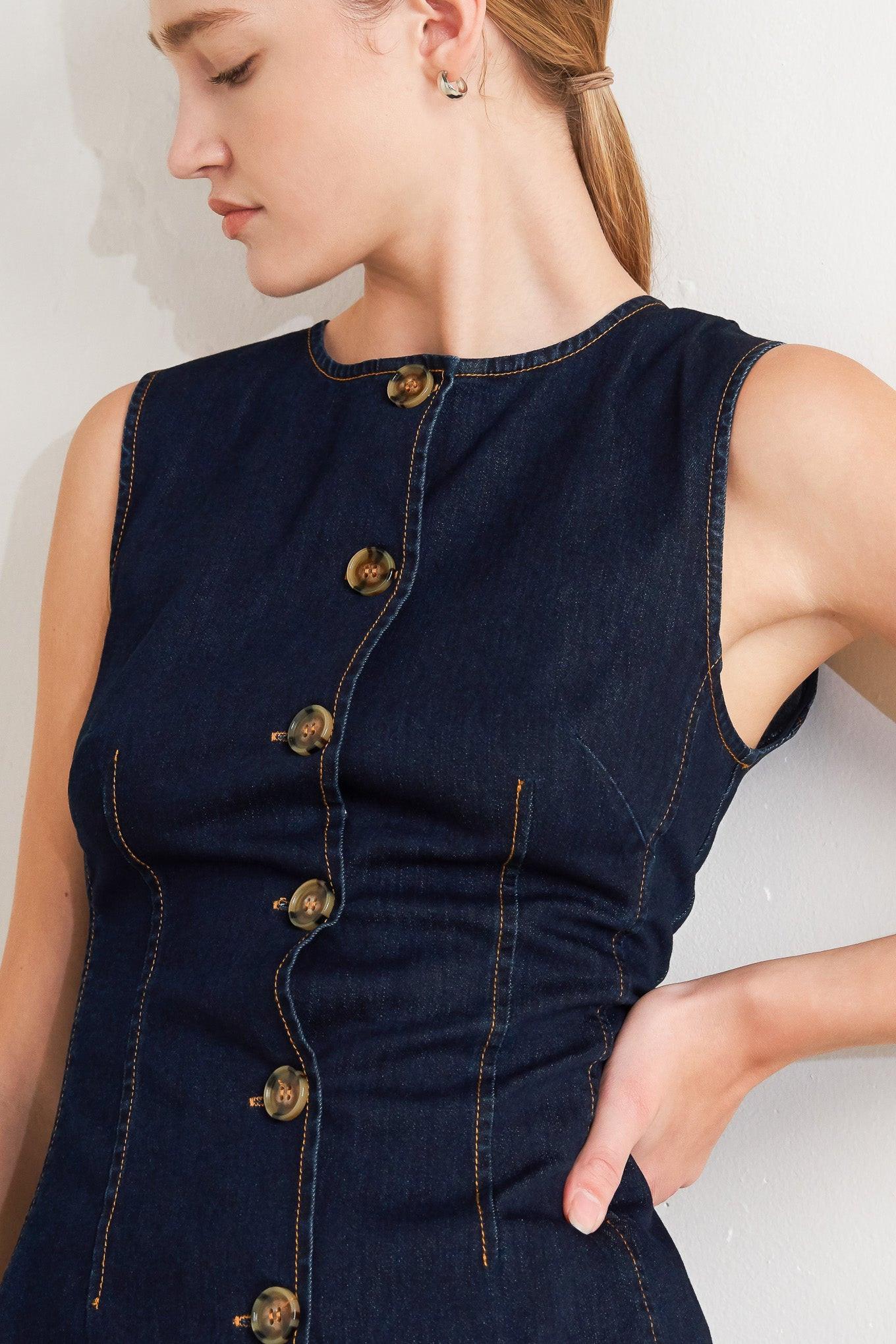 Euro City Denim Vest, view 3 — Soul Flow Apparel