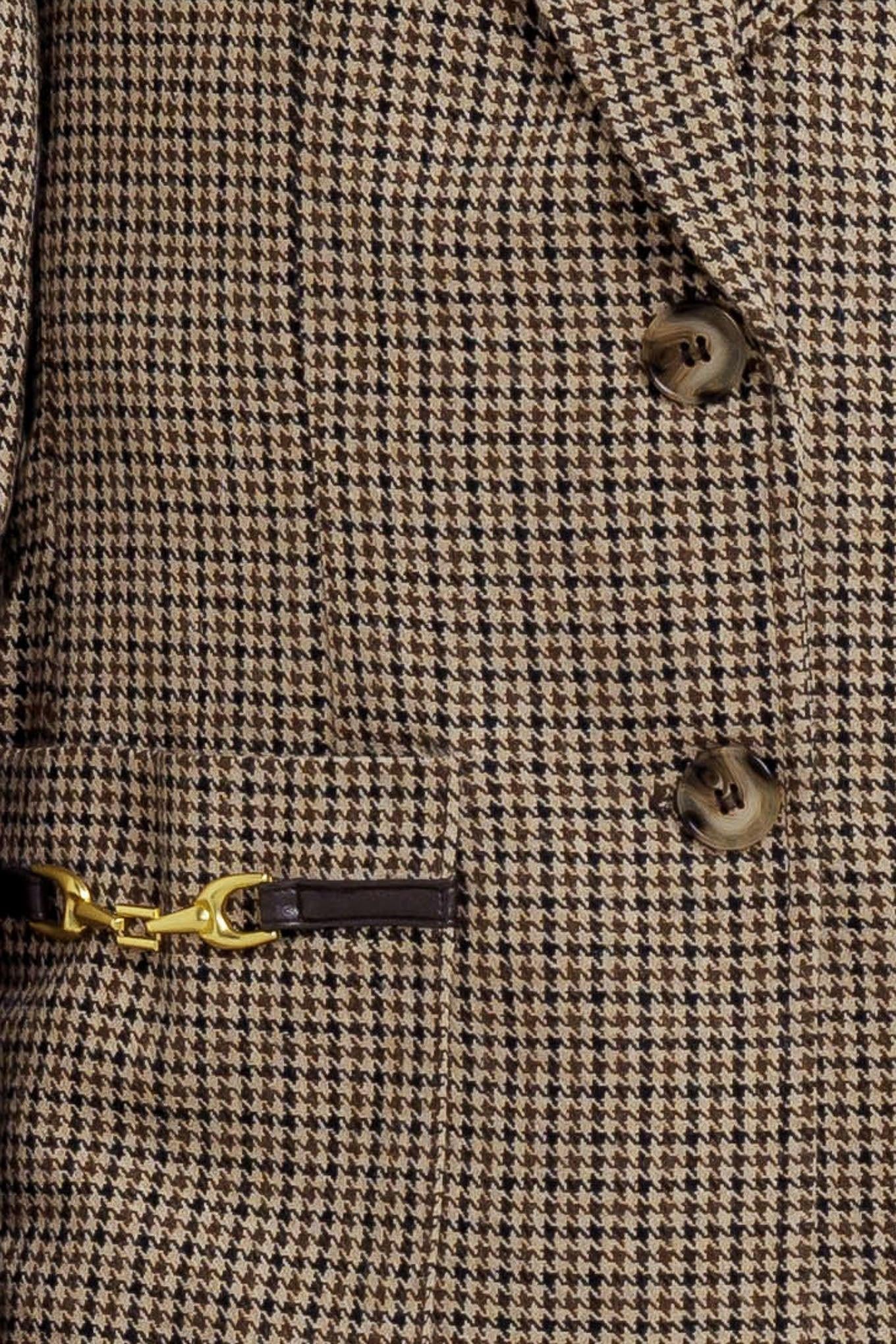 Preppy Edge Woven Jacket in brown multi, fabric swatch — Soul Flow Apparel