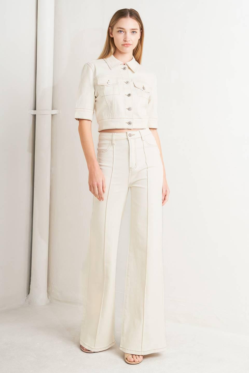 Modern Neutral Twill Jacket in ecru, view 4 — Soul Flow Apparel