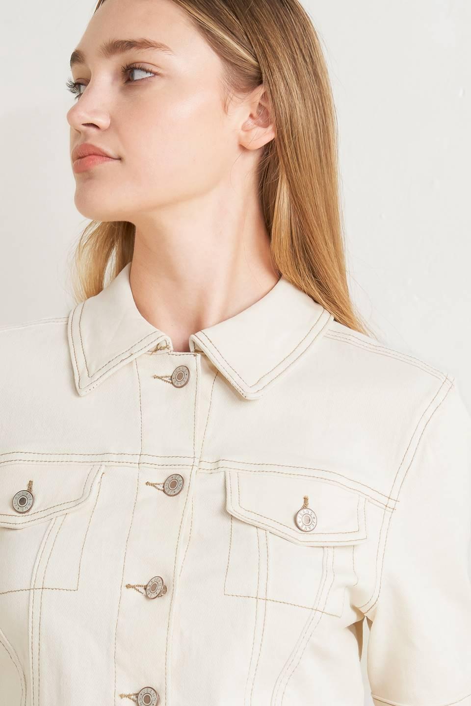 Modern Neutral Twill Jacket in ecru, view 5 — Soul Flow Apparel