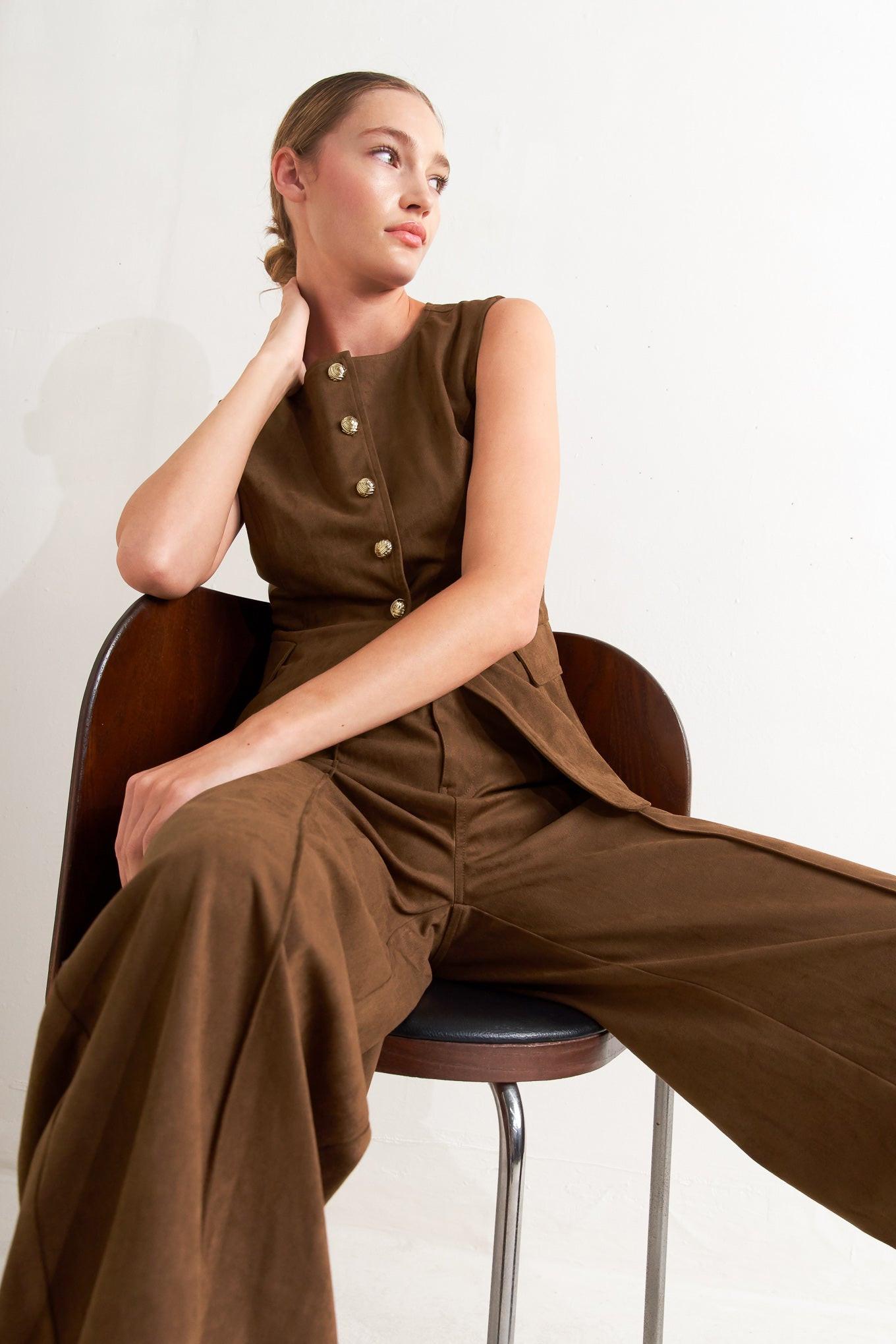 Brown Sugar Faux Suede Pants, view 5 — Soul Flow Apparel