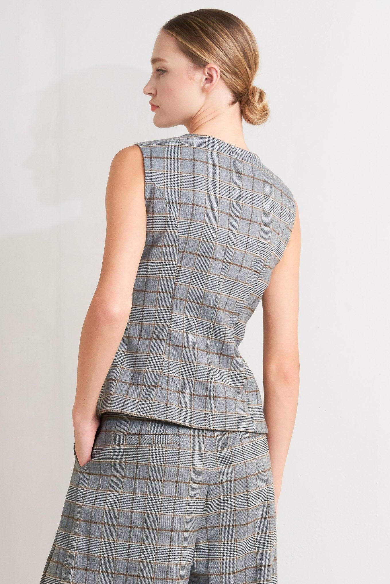 New Age Woven Vest in brown black, view 6 — Soul Flow Apparel