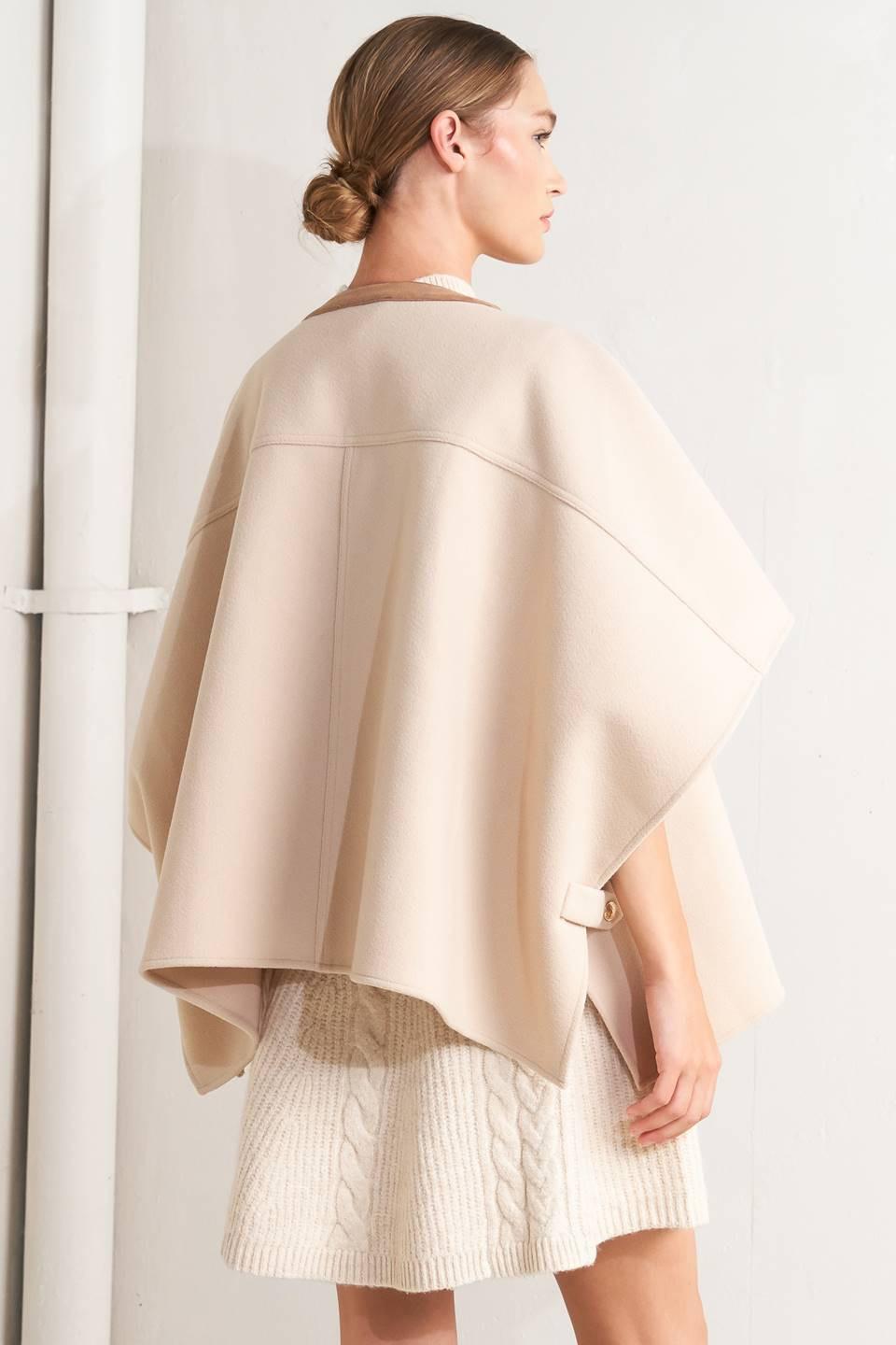 Timeless Elegance Woven Felt Capelet in taupe, view 7 — Soul Flow Apparel