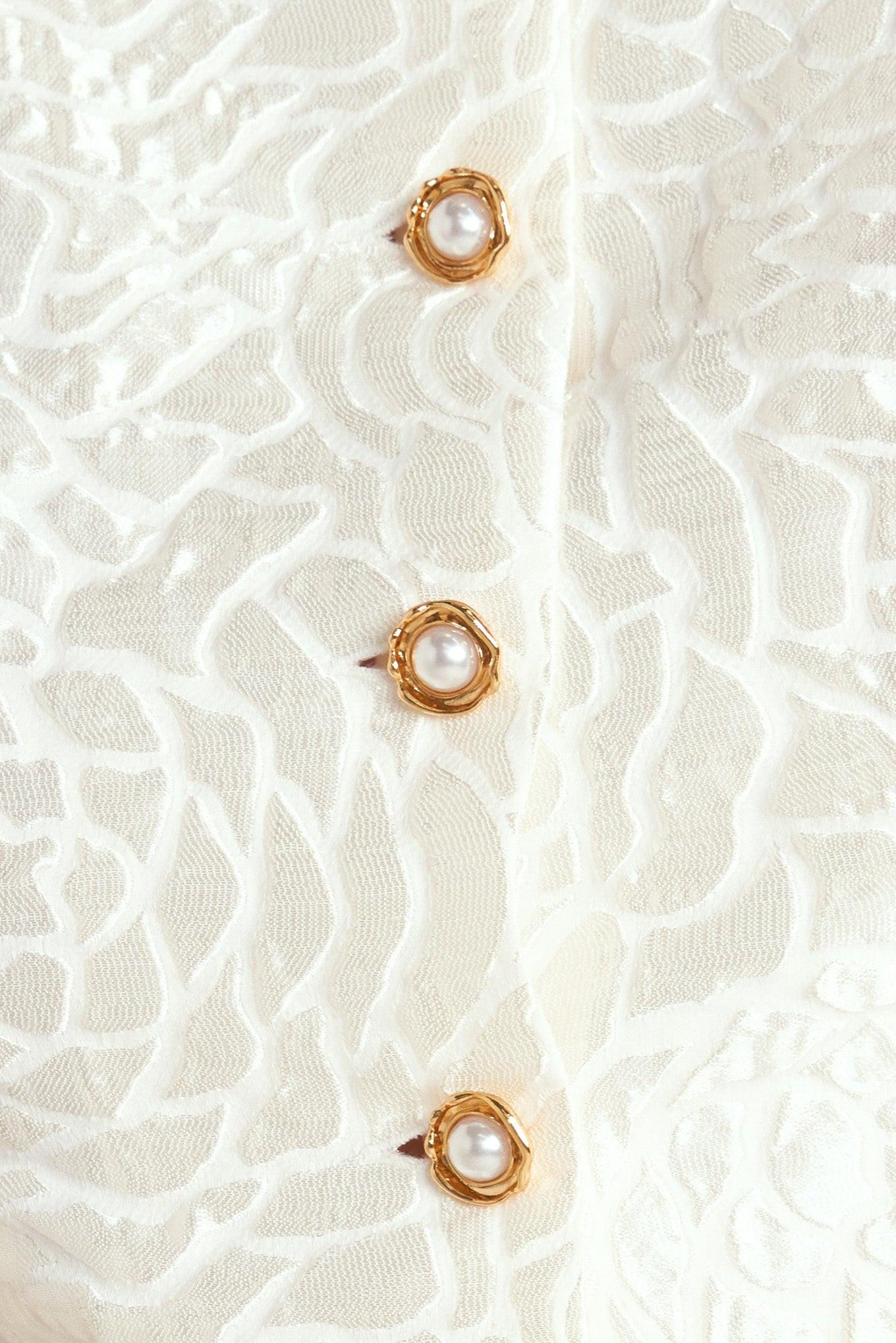 Rosé Texture Woven Top in cream, fabric swatch — Soul Flow Apparel