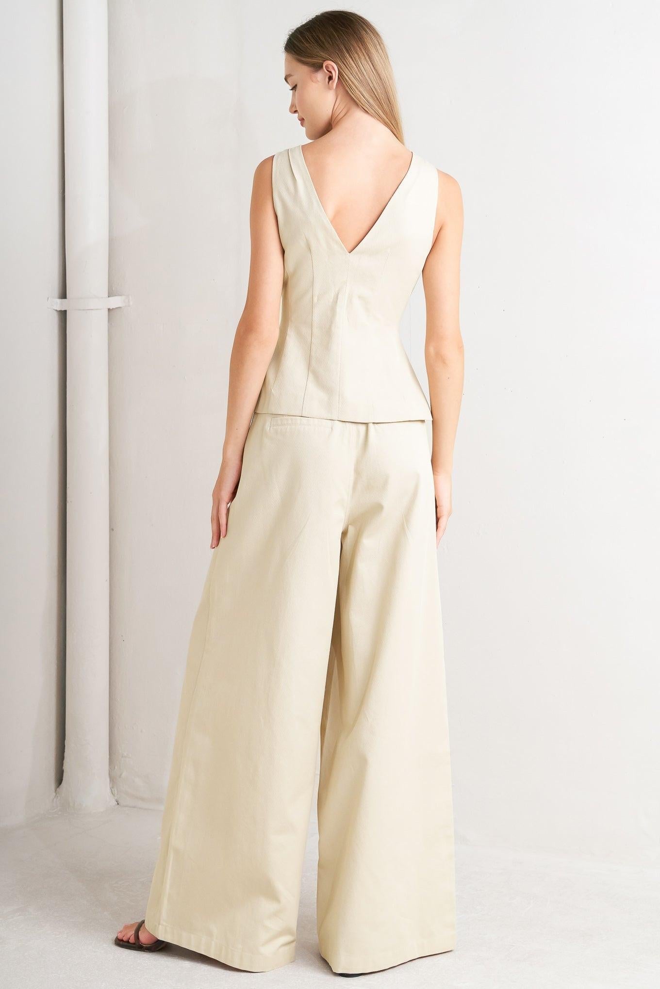 Heritage Reboot Woven Vest in light beige, view 3 — Soul Flow Apparel