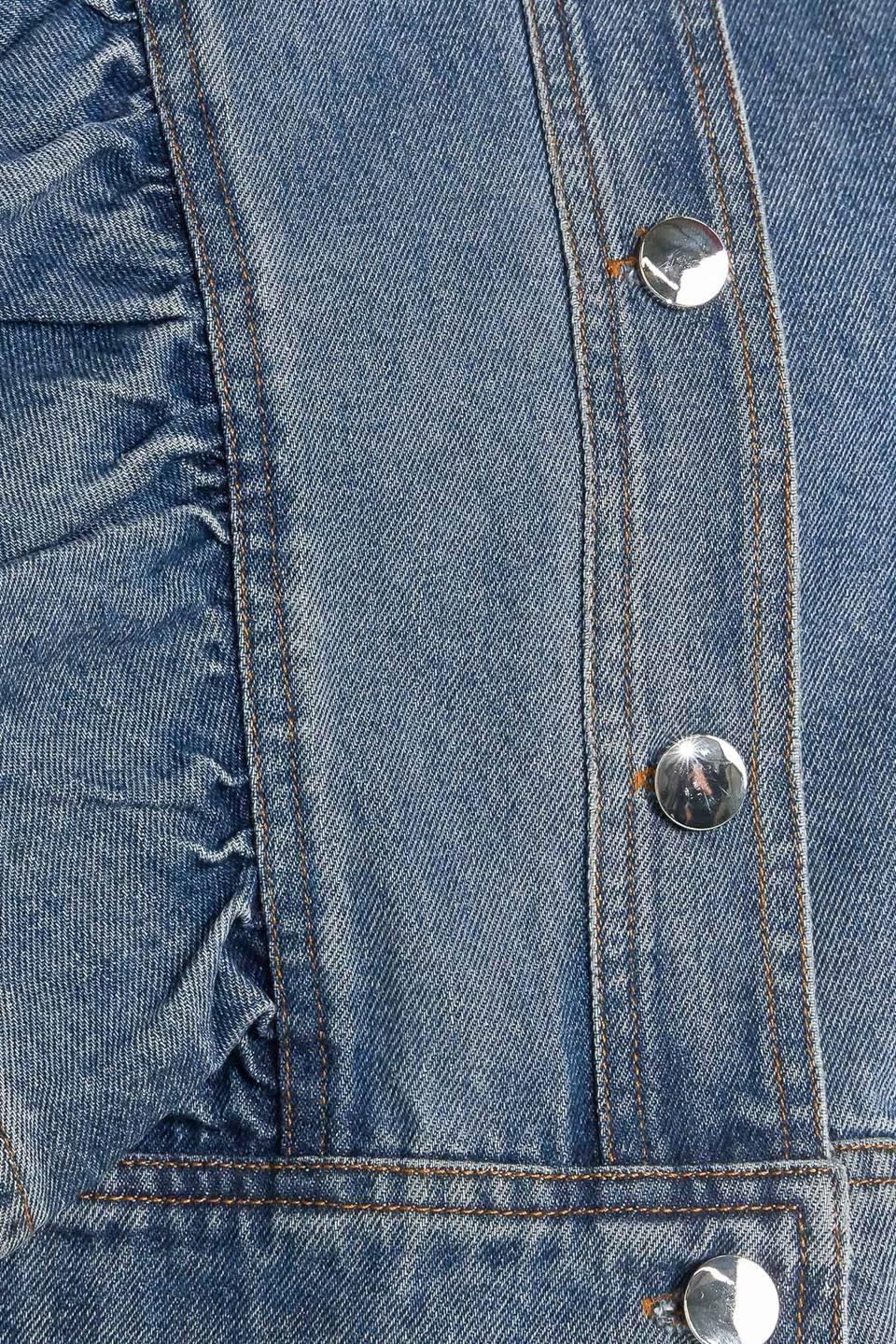 French Femme Denim Crop Jacket in indigo, fabric swatch — Soul Flow Apparel