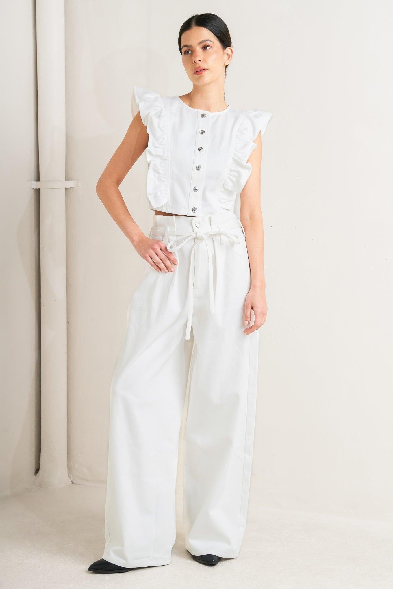 Sugar Air Twill Top in white, view 4 — Soul Flow Apparel