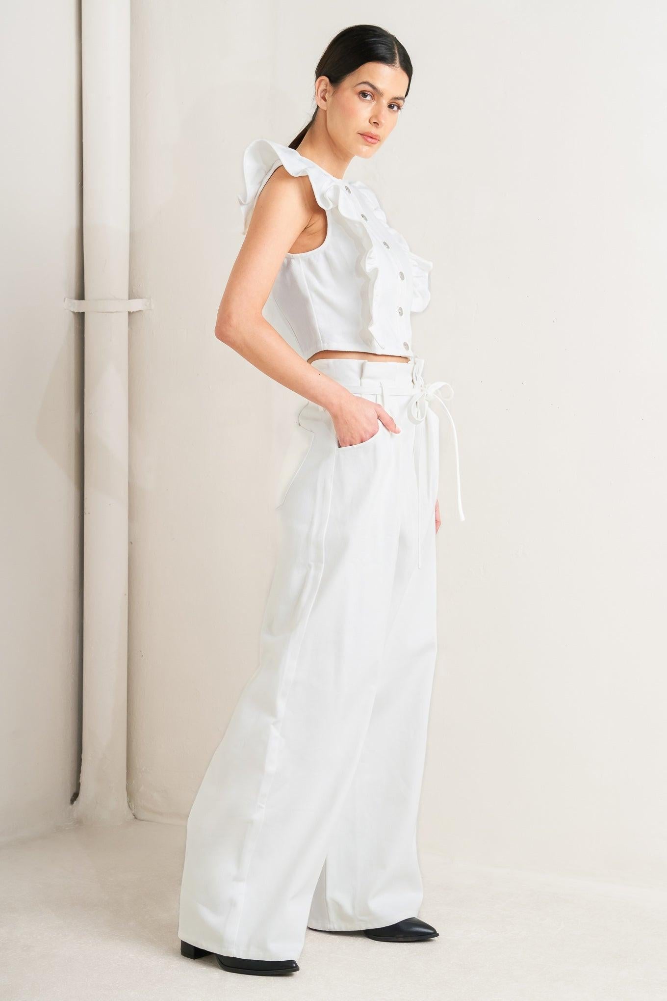 Sugar Air Twill Top in white, view 5 — Soul Flow Apparel