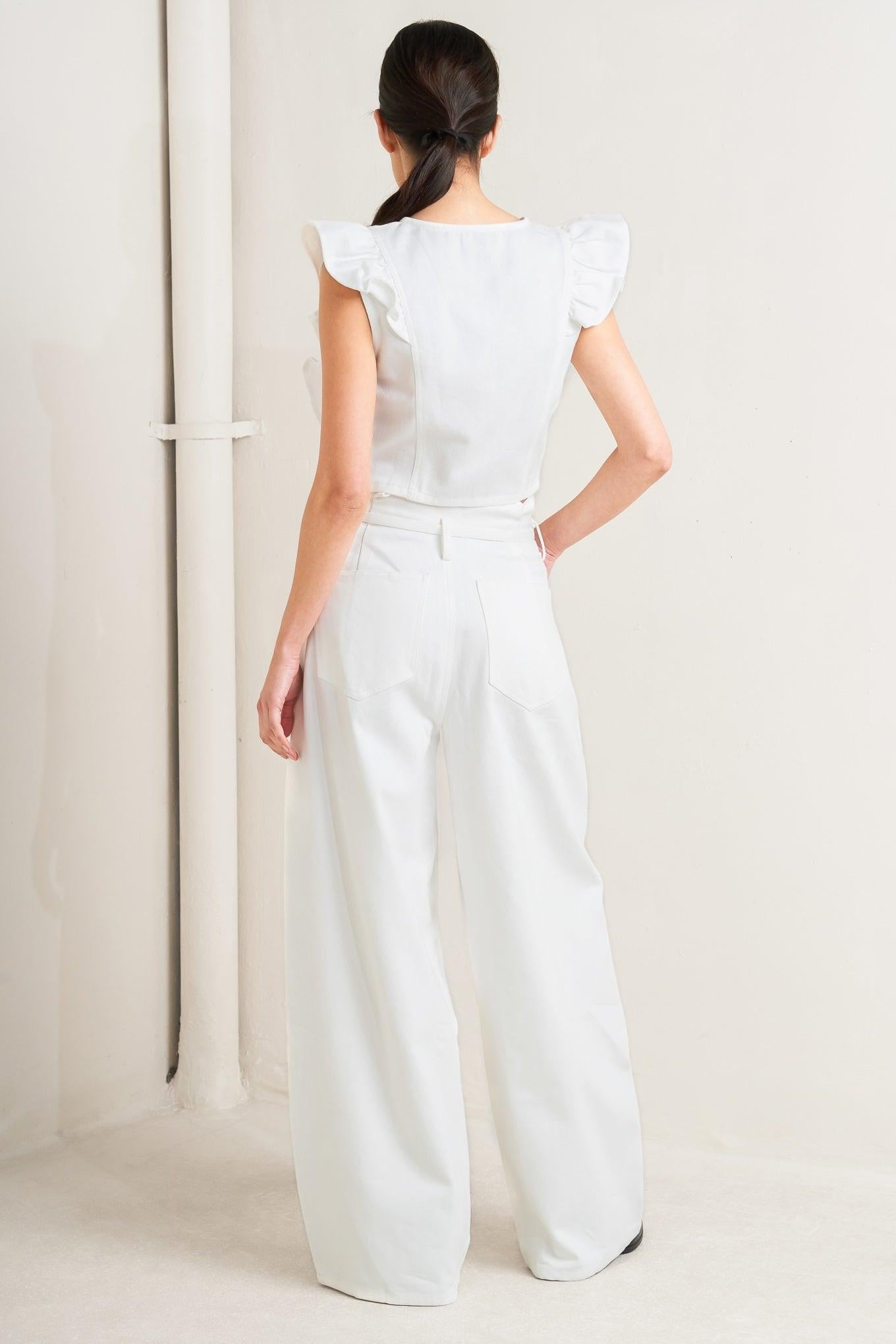 Sugar Air Twill Top in white, view 6 — Soul Flow Apparel