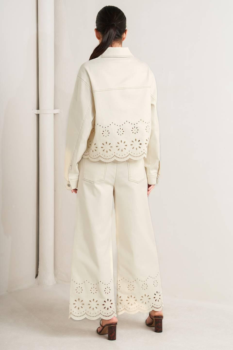 Sunday Leaf Twill Jacket in ecru, view 4 — Soul Flow Apparel